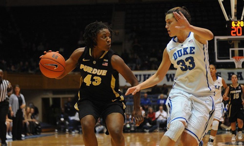 Sophomore Haley Peters led the Blue Devils with 14 points Thursday night against the No. 13 Boilermakers.