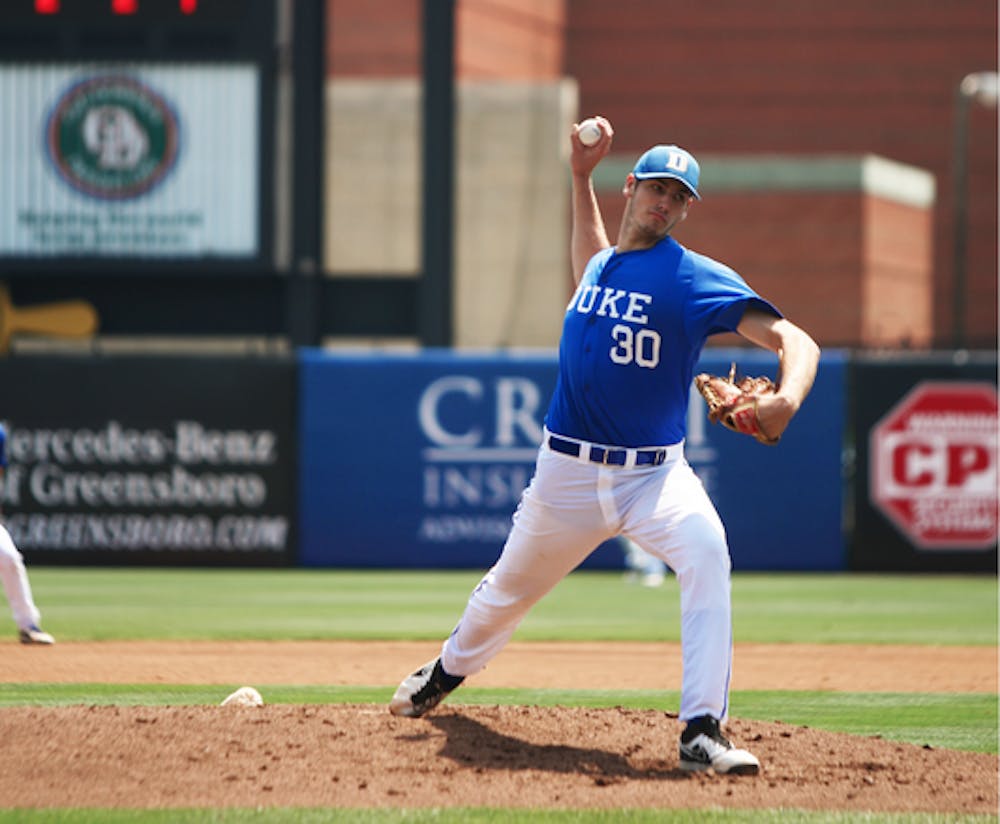 Duke junior hurler Michael Matuella tossed six shut-out innings in Friday’s win.