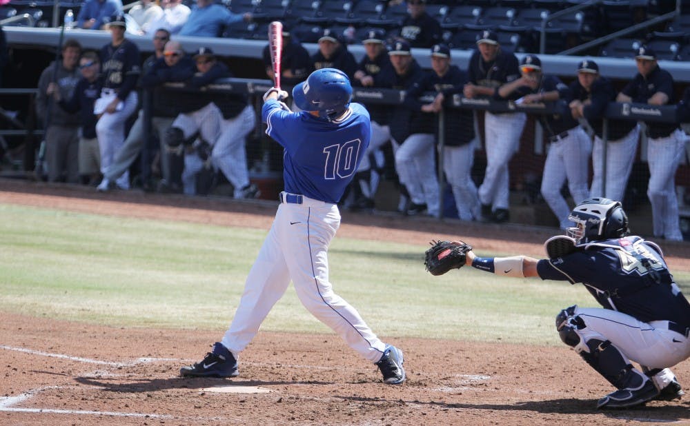 Freshman Peter Zyla went 3-for-5 in Wednesday's loss at East Carolina and will look to spark a scuffling Blue Devil offense against the Hokies this weekend.