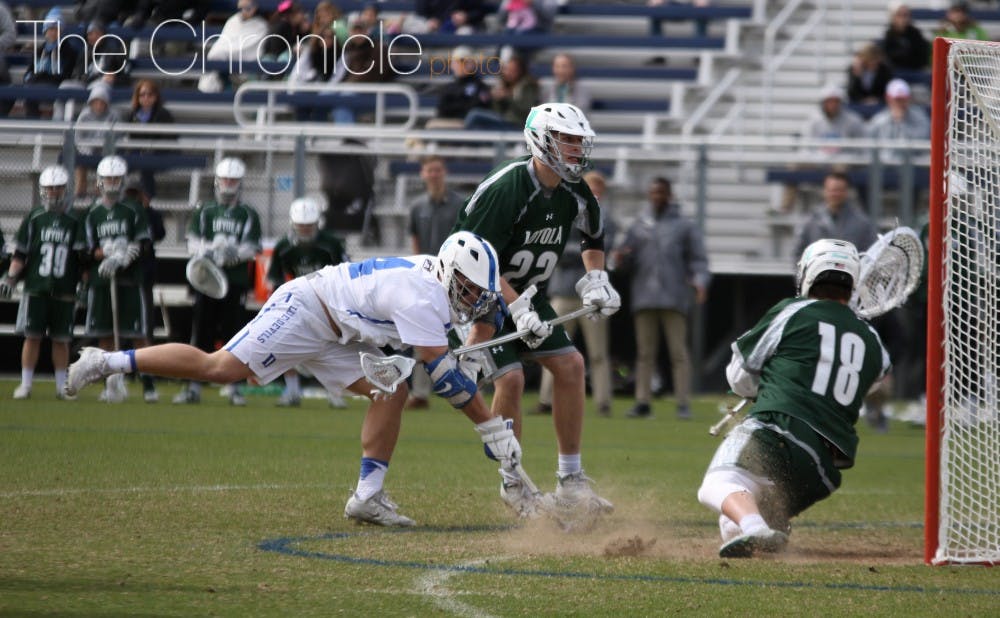 Justin Guterding had five goals Saturday as the Blue Devils rolled to another victory.&nbsp;