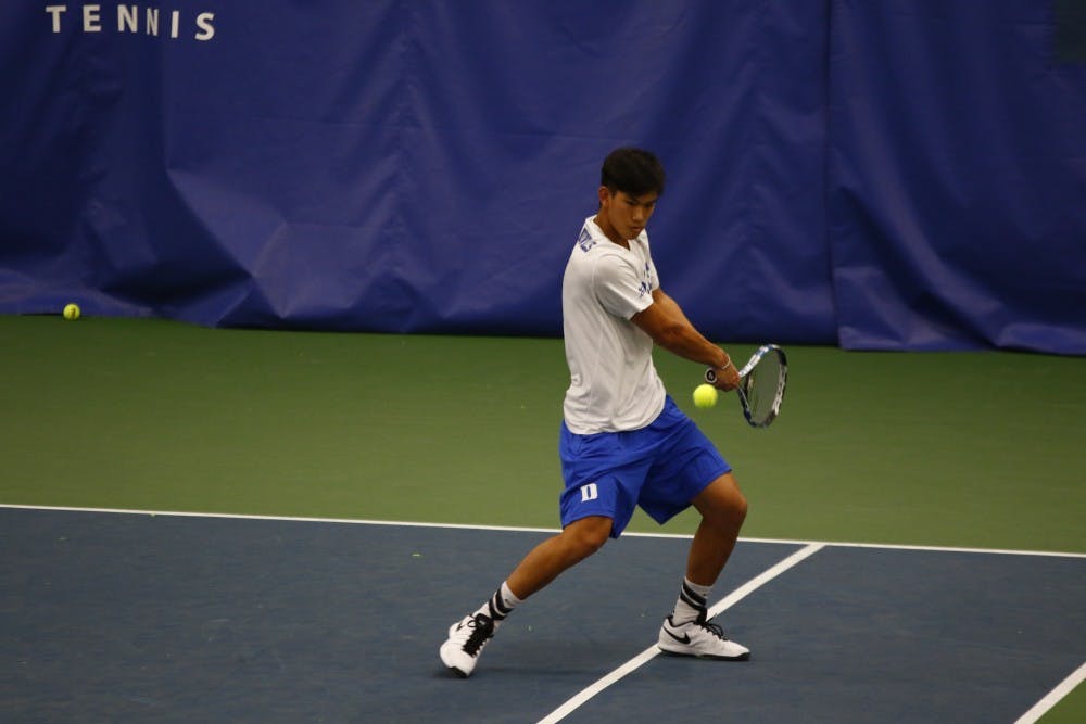 <p>Freshman Vincent Lin responded to a drop to court four with a convincing singles victory Friday, but it was not enough for the Blue Devils against the No. 7 Fighting Illini.</p>