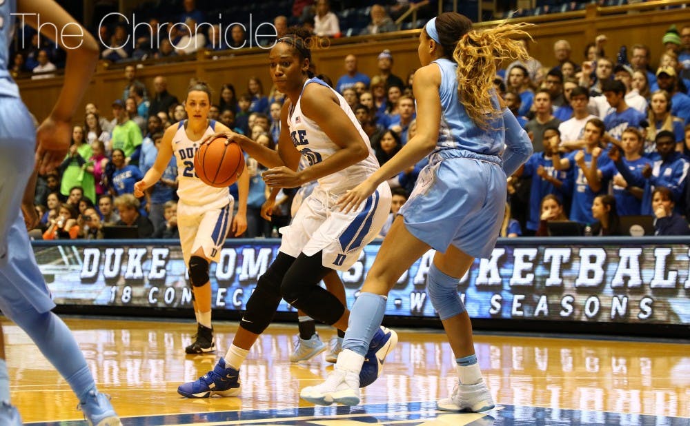 <p>Graduate student Amber Henson grabbed a career-high 16 rebounds Sunday, helping the Blue Devils secure second-chance opportunities against North Carolina.</p>