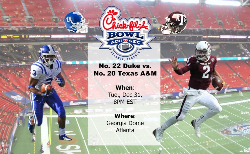 Duke and Texas A&M will square off in the 2013 Chick-fil-A Bowl in Atlanta.