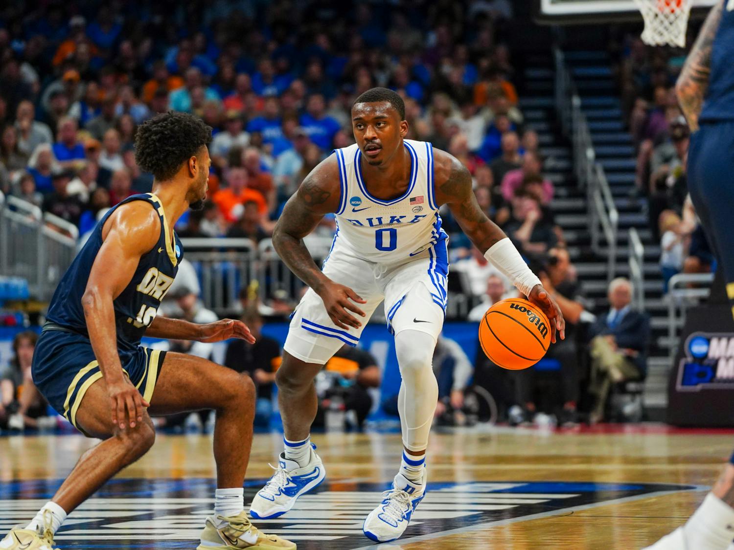 Dariq Whitehead had 13 points in Duke's first-round defeat of Oral Roberts.