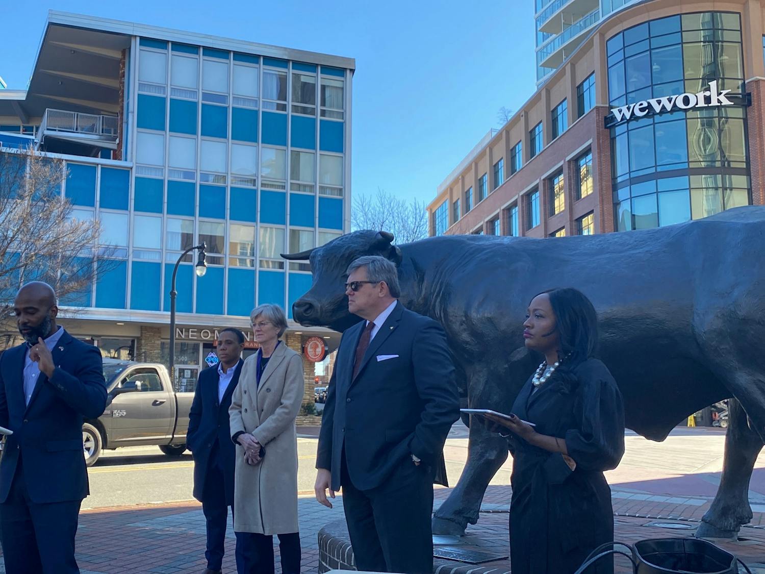 The Durham delegation to the North Carolina General Assembly held a vigil at the CCB Plaza in downtown Durham in remembrance of the Jan. 6 attacks on the U.S. Capitol.&nbsp;