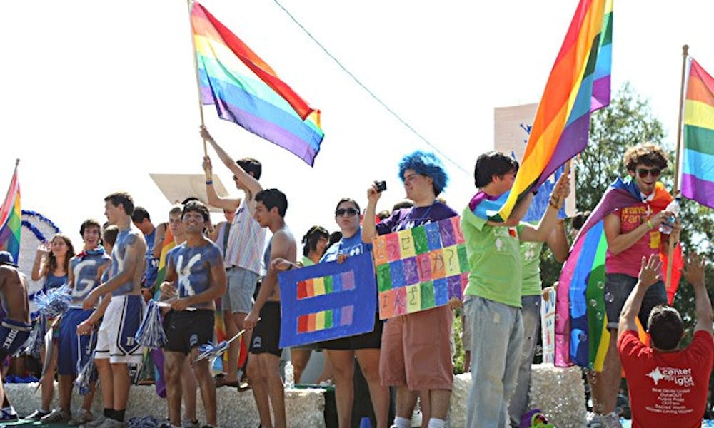 The Duke LGBT Center created one of 10 to 15 floats in the 26th annual Pride Parade and Festival held Sunday on East Campus.