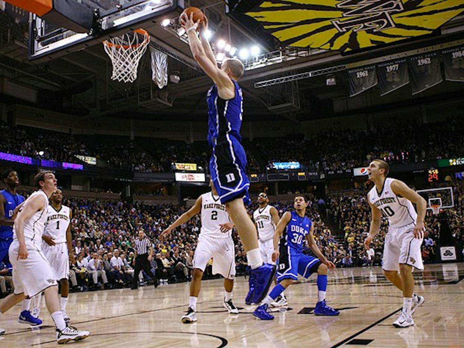 Senior Mason Plumlee scored a career-high 32 points and added 9 rebounds in Duke's win over Wake Forest.