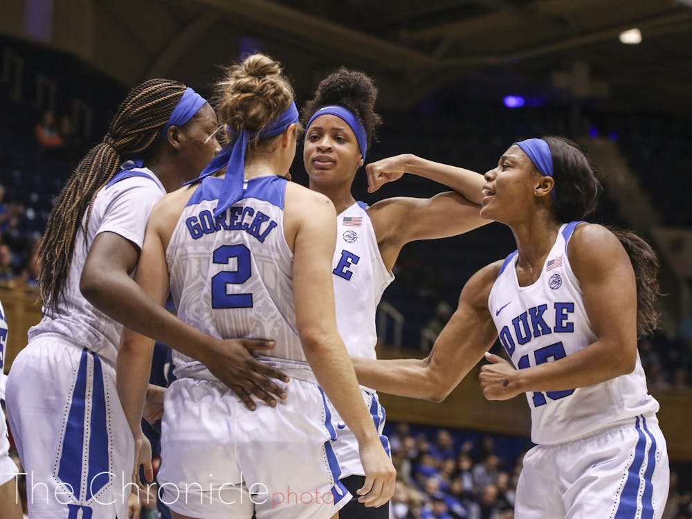 <p>It was a team effort that secured Duke's ninth victory at home this season.</p>