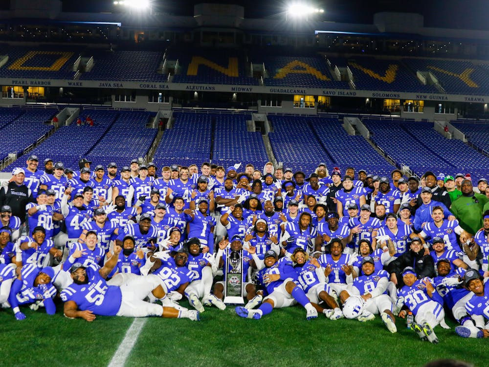 Duke poses for a team photo after winning the Military Bowl 30-13.