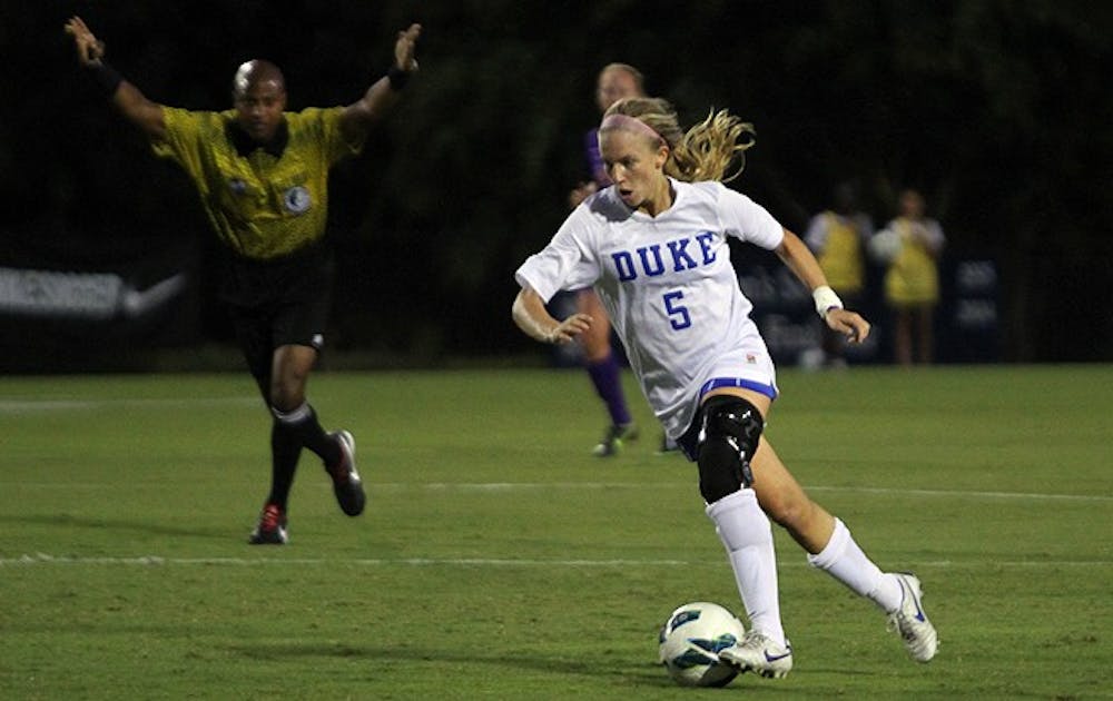 Kaitlyn Kerr notched Duke’s second goal against Virginia Tech, a header putting the Blue Devils up 2-1.
