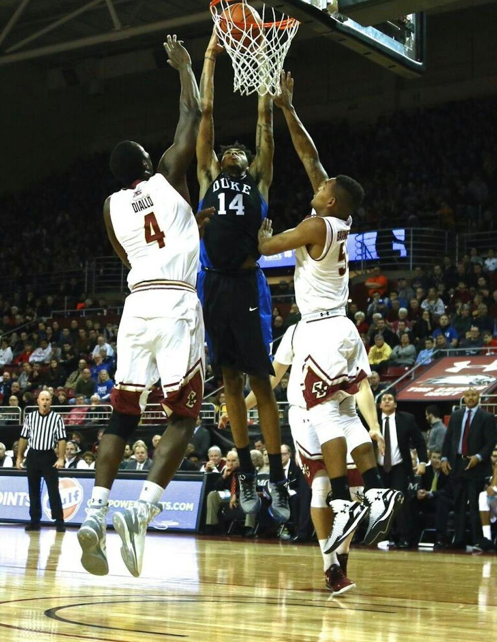 <p>Brandon Ingram delivered a highlight-reel slam dunk in the first half as the Blue Devils created some breathing room against Boston College.</p>