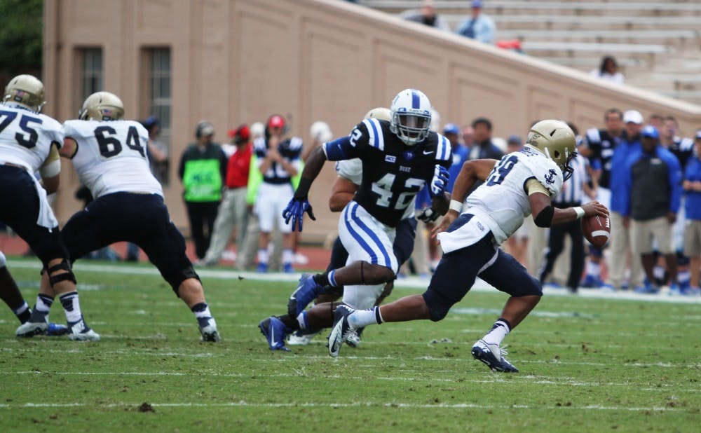 Duke's defense forced three turnovers and held Navy to just 73 yards of offense in the second half in a 35-7 win.