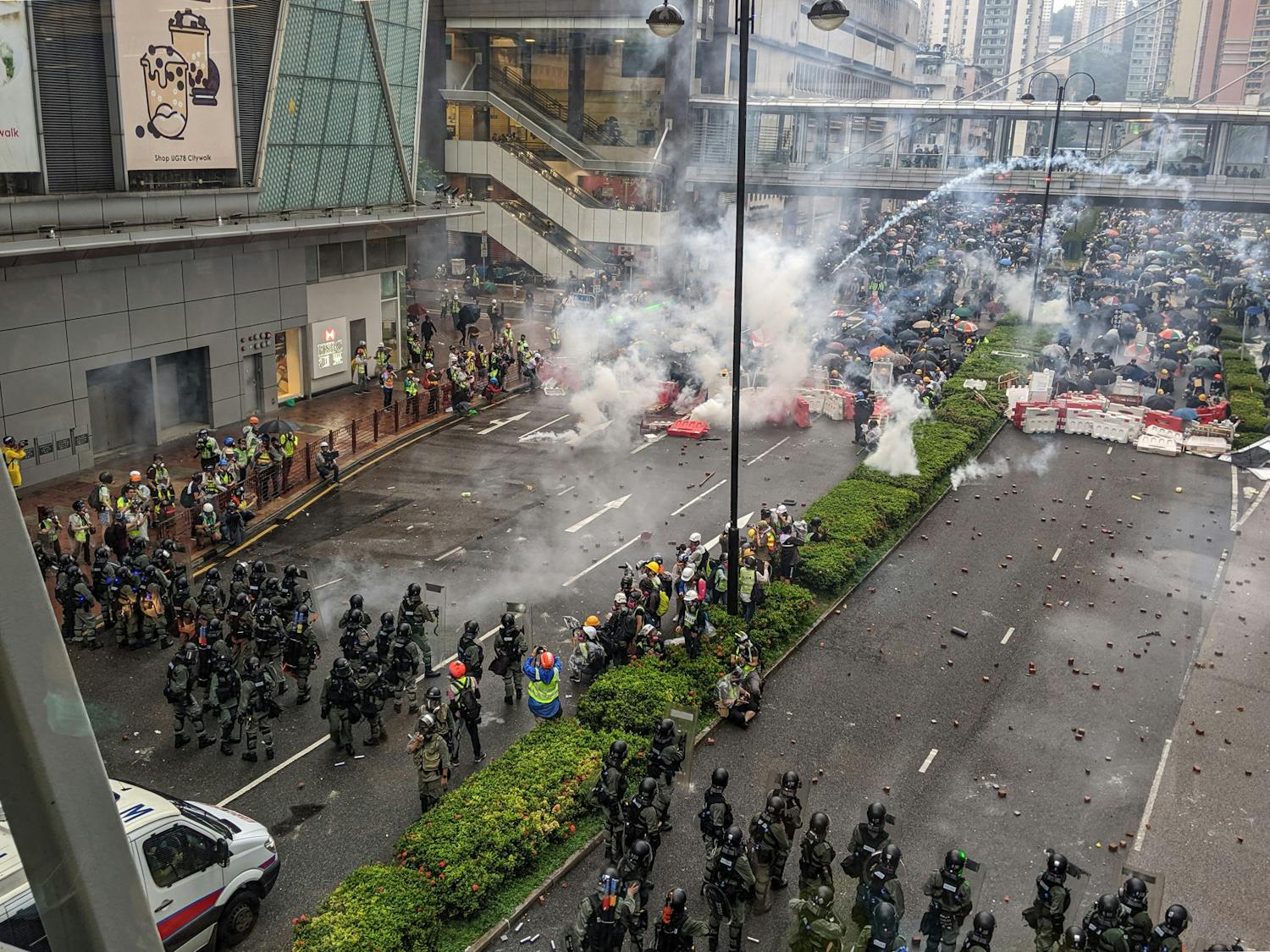A photo of protests in Hong Kong