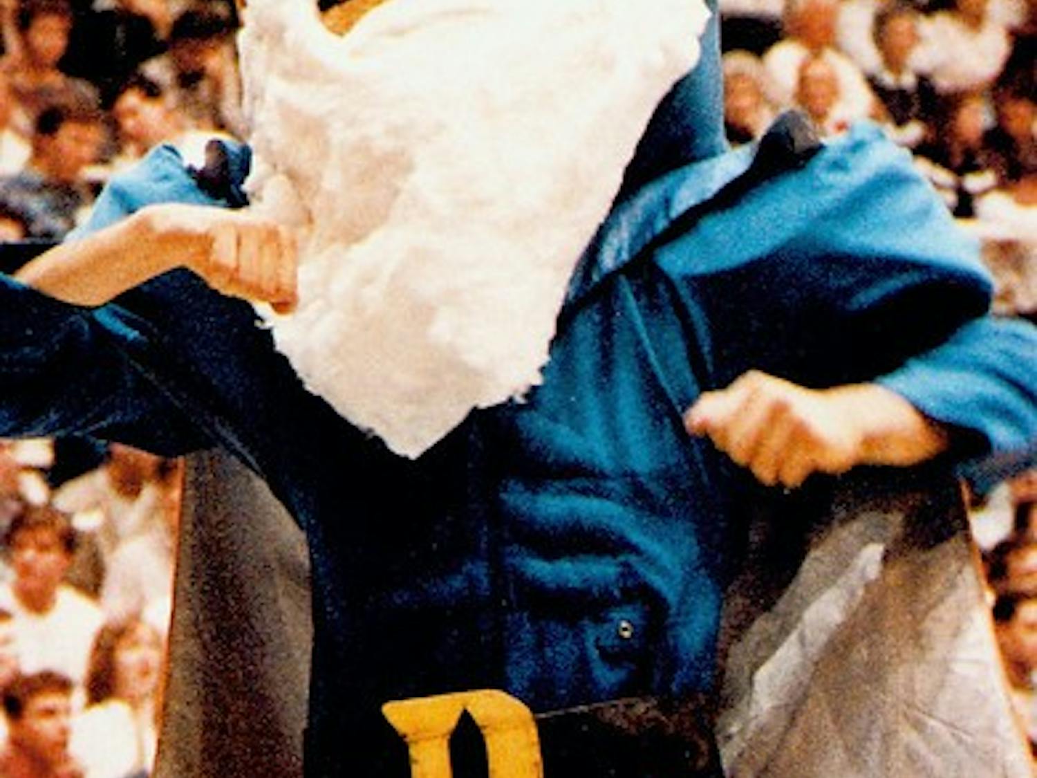 The Blue Devil masquerades as Santa Claus in 1986