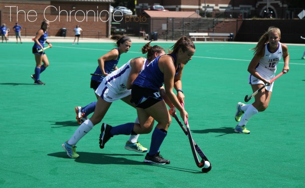 <p>Rose Tynan's two goals Sunday helped spark Duke's dominant offense.</p>