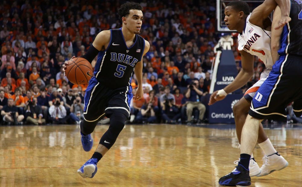 Tyus Jones came up clutch once again, leading No. 4 Duke's furious comeback to stun No. 2 Virginia on the road.