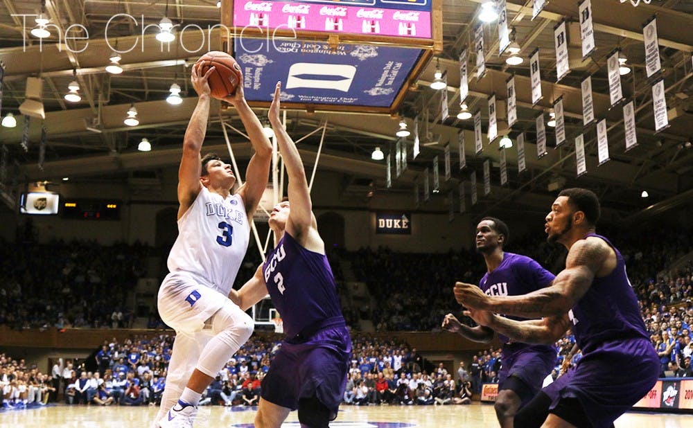 All-American Grayson Allen shot 8-of-17 from the field and made 4-of-12 3-pointers to get his 25 points Saturday. He also led Duke with 10 rebounds.&nbsp;
