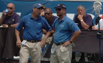 Former Duke men’s lacrosse head coach Mike Pressler, pictured right, was the subject of a “60 Minutes” episode that aired Sunday entitled “Rush To Judgement.”