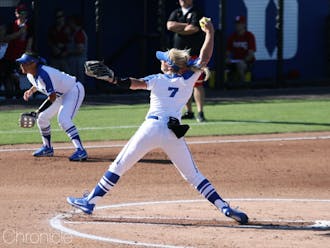 Katherine Huey pitched a complete game Sunday and did not give up an earned run until extra innings.