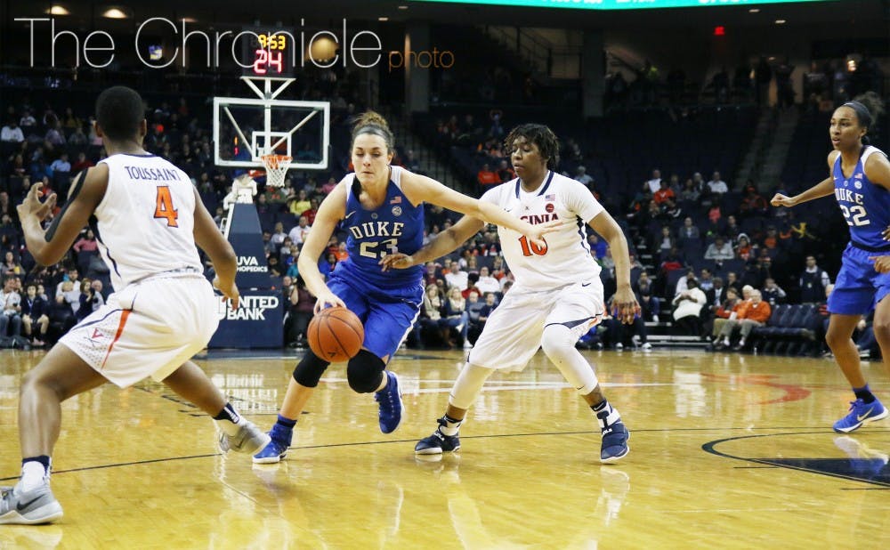 <p>Rebecca Greenwell lifted the scoring burden from Lexie Brown this week and scored 21 points in both of Duke's games.</p>