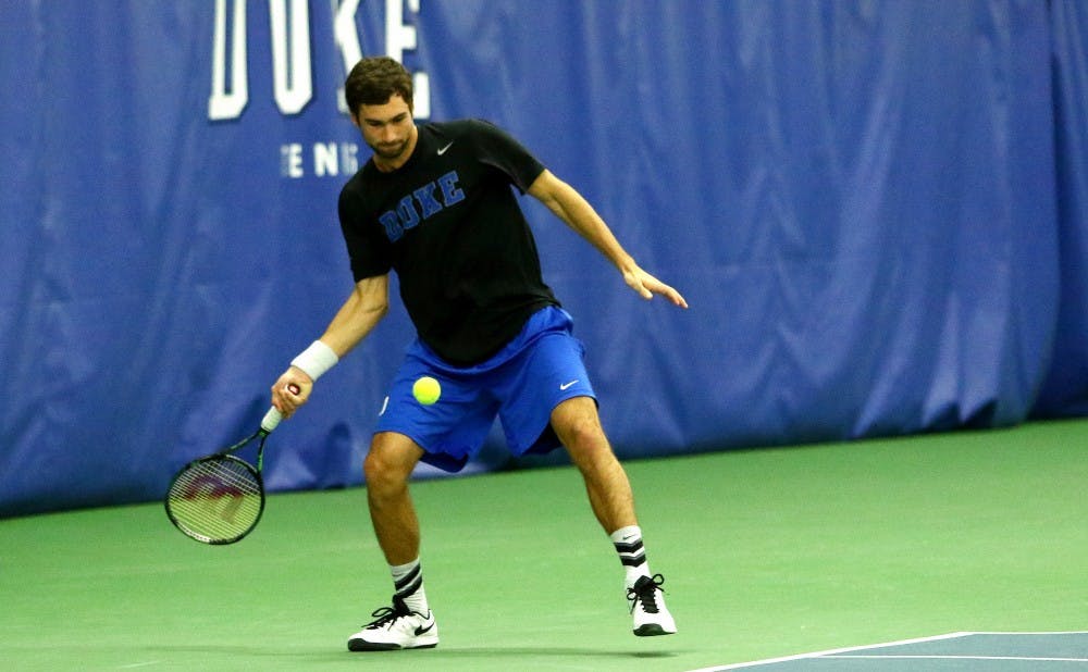 <p>Sophomore Catalin Mateas&nbsp;was one of two Blue Devils to reach the Round of 16 in this week's singles competition.&nbsp;</p>