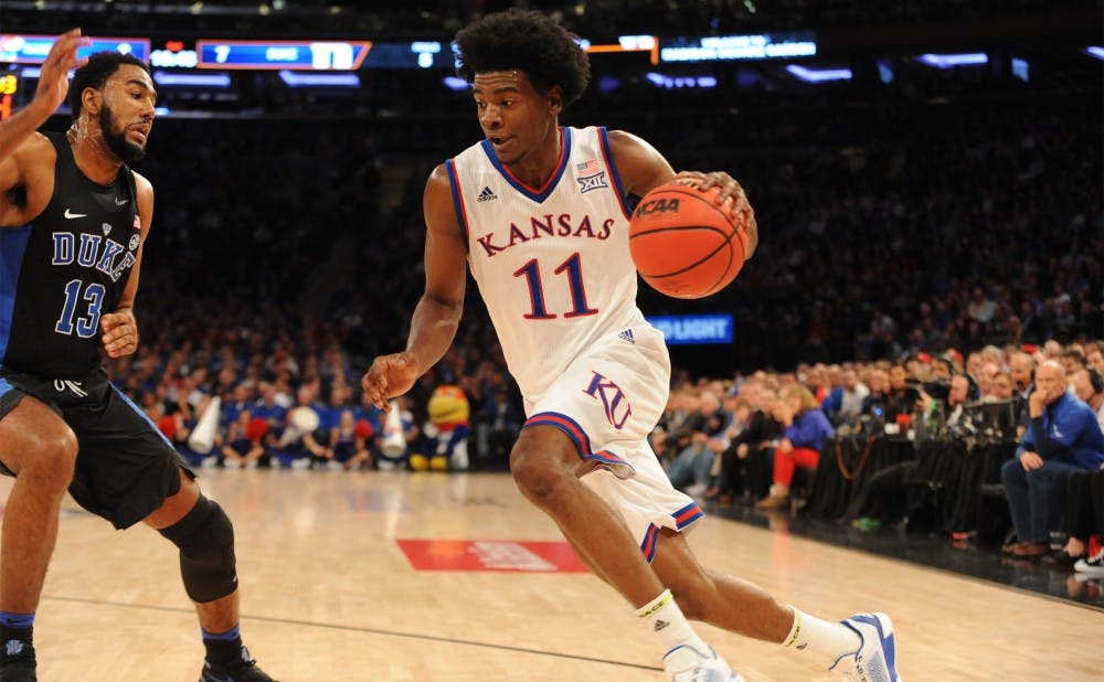 Kansas freshman Josh Jackson sparked the Jayhawks early in the second half and made seven of his first nine shots.&nbsp;