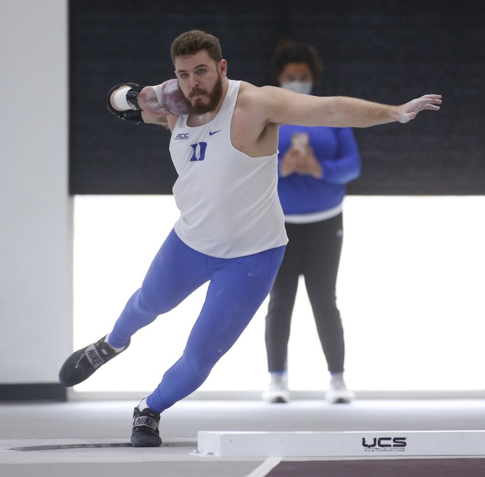 Redshirt senior Ben Beatty set the school record in the men's shot put at the VT Elite Meet earlier this month.