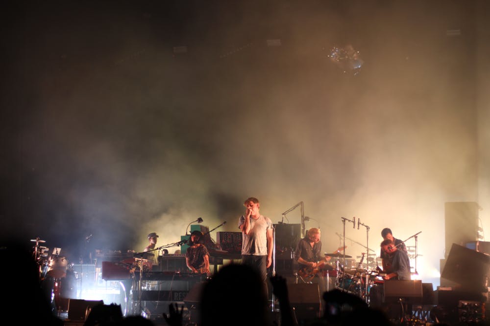 James Murphy (center) and LCD Soundsystem headlined Shaky Knees one week after releasing two new singles.
