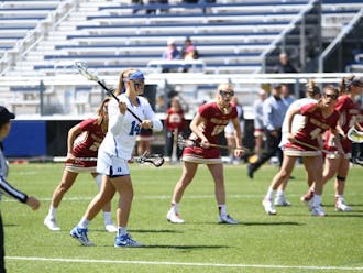 Freshman faceoff specialist Olivia Jenner scored two goals for the Blue Devils Saturday, but Duke could not hold a late two-goal lead on the road against No. 10 Notre Dame.