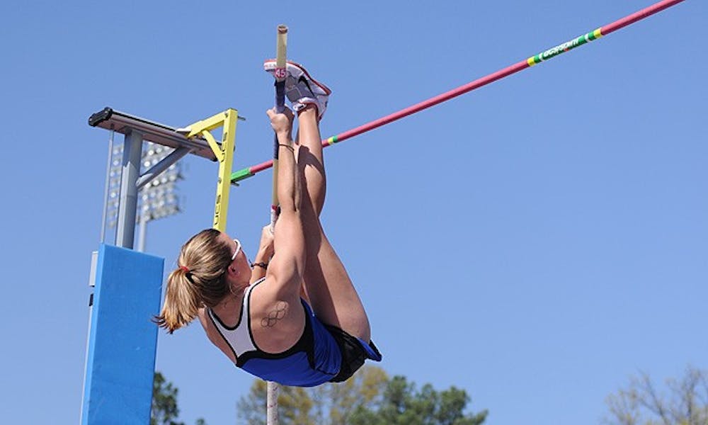 Junior Amy Fryt finished second in the women’s pole vault, part of a stellar effort by the Blue Devils at the annual Duke Invitational.