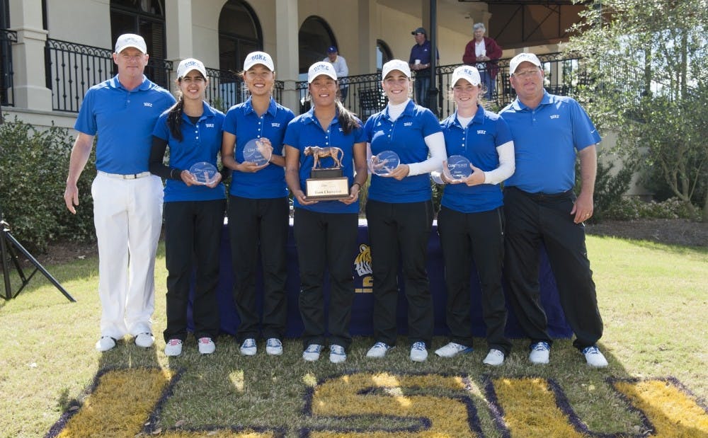 <p>The Blue Devils won at the LSU Tiger Golf Classic in March and will return to the University Club course this week for NCAA regionals.&nbsp;</p>