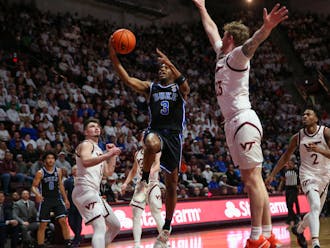 Senior guard Jeremy Roach goes up for a layup in Duke's contest against Virginia Tech.
