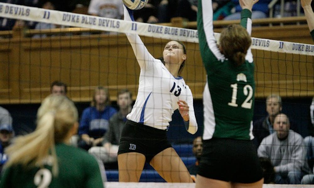 Junior Sophia Dunworth led the Blue Devils with 23 kills in their first two NCAA Tournament games last weekend.