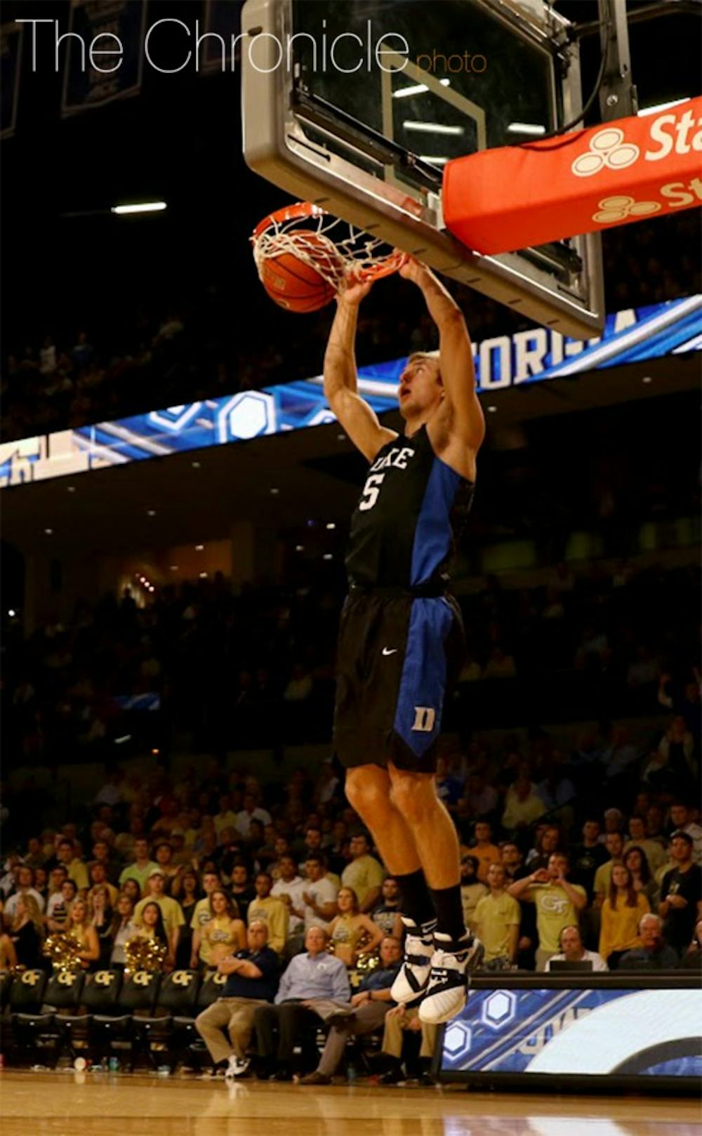 Luke Kennard scored eight points all night, but the freshman&nbsp;had the last six for the Blue Devils to hold off a late Georgia Tech comeback bid.