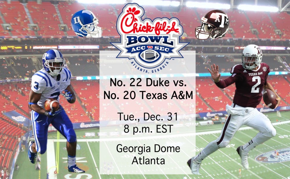 Duke and Texas A&M will square off in the 2013 Chick-fil-A Bowl in Atlanta.