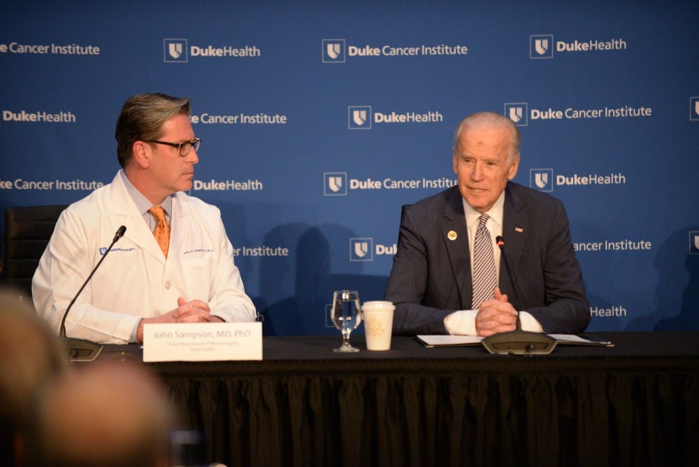 <p>Vice President Joe Biden took part in a round table discussion&nbsp;on cancer research at Duke Wednesday.</p>