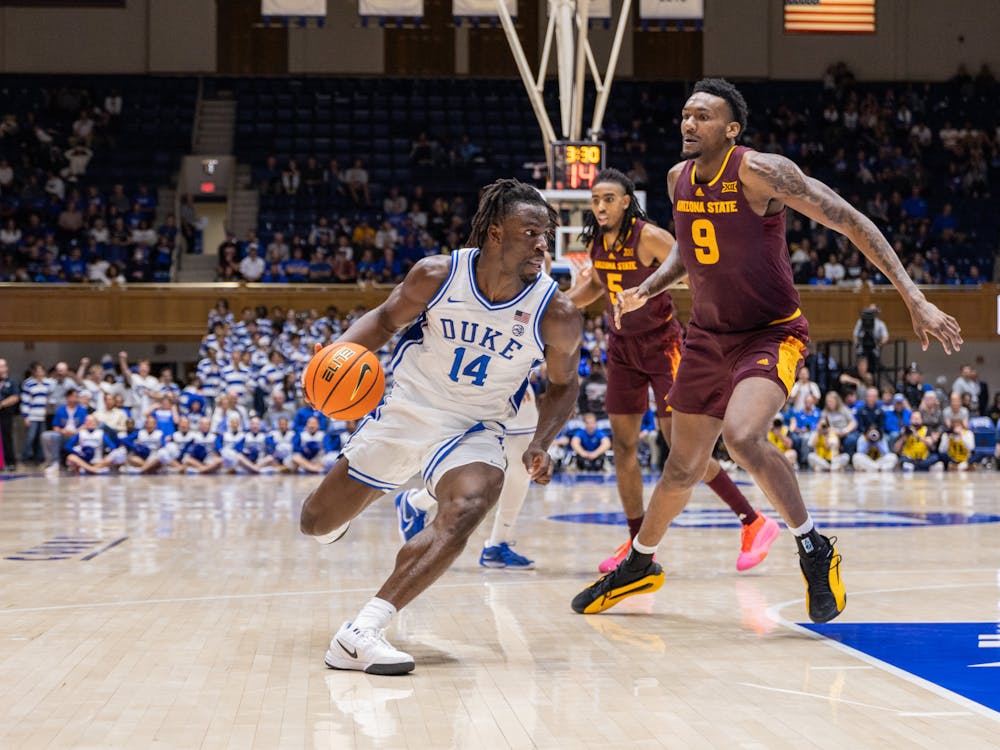 Tulane graduate transfer Sion James attacks the basket in Duke's exhibition game against Arizona State.