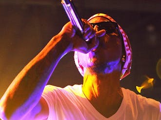 Pharell Williams, of the hip-hop group N.E.R.D. performs in Cameron Indoor Stadium Thursday night. Kid Cudi also performed as part of Cameron Rocks.