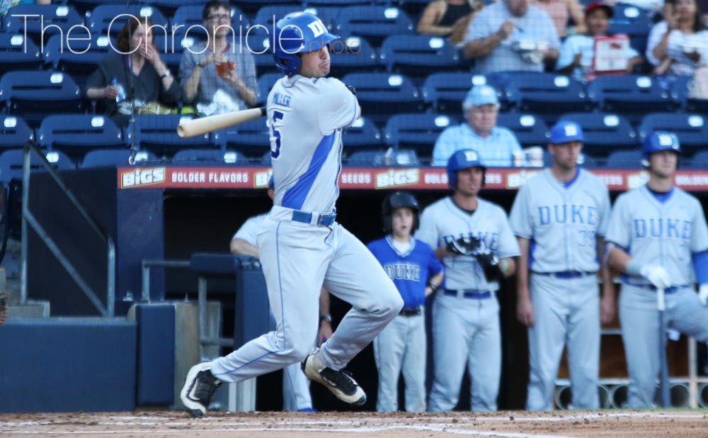 <p>Max Miller's slapped a pitch into right field in the second inning for an RBI single to score Duke's lone run of the night.</p>