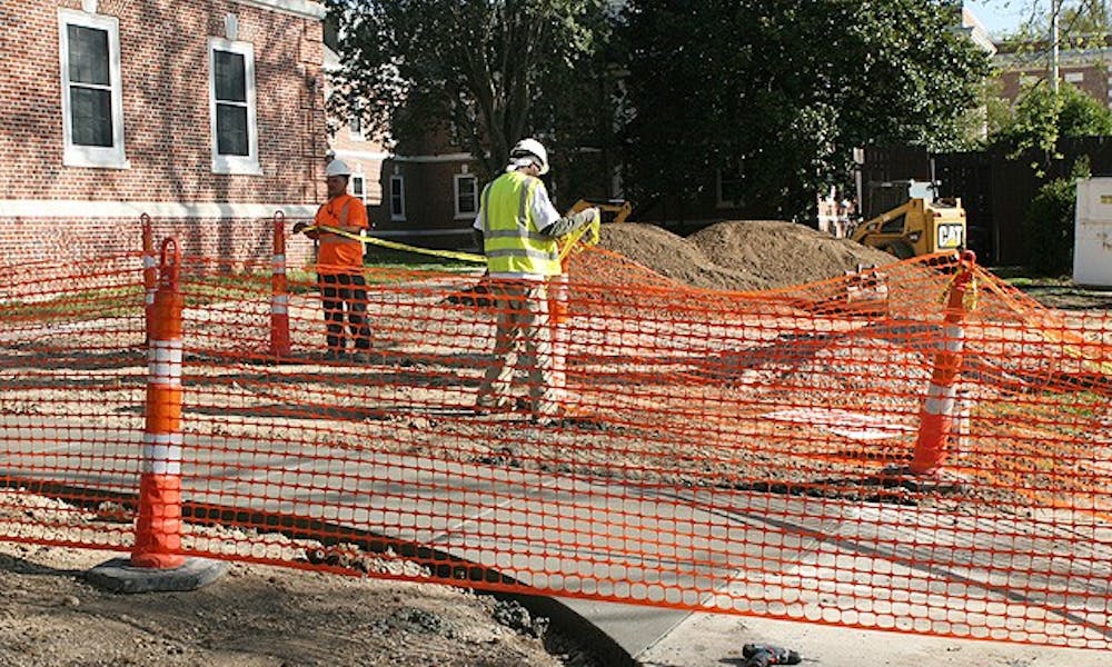Installation of a chilled water piping system for the Biddle Music Building is 95 percent complete, officials said. The construction began Jan 11. and was delayed repeatedly due to inclement weather.