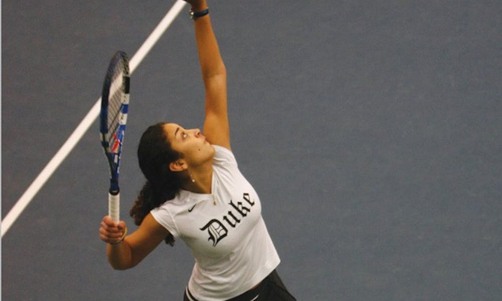 Nadine Fahoum won her 100th career victory Saturday after topping William &amp; Mary’s Nina Vulovich, 6-1, 6-2.