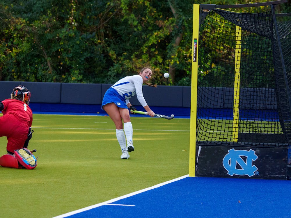 Kira Curland scores the lone goal of the game for the Blue Devils. 