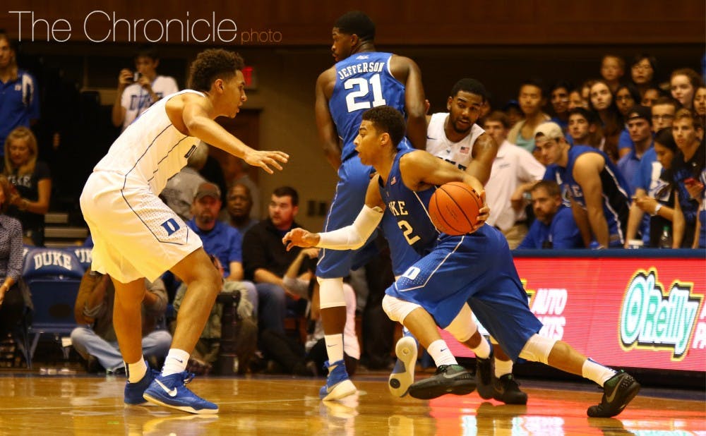 Freshman Derryck Thornton made some nifty passes, but committed seven turnovers in his Blue Devil debut at Countdown to Craziness.