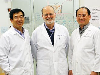 Dr. Larry Liao, Dr. Barton Haynes and Dr. Feng Gao (left to right) have made headway in the creation of an HIV vaccine by charting for the first time the virus' evolution that occurs when it enters the body.