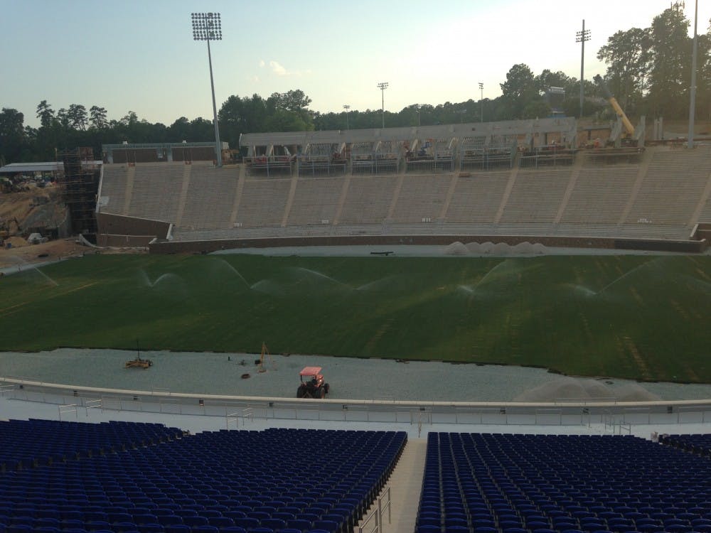 New sod was placed at Wallace Wade Stadium this week, forming what will now be known as Brooks Field.