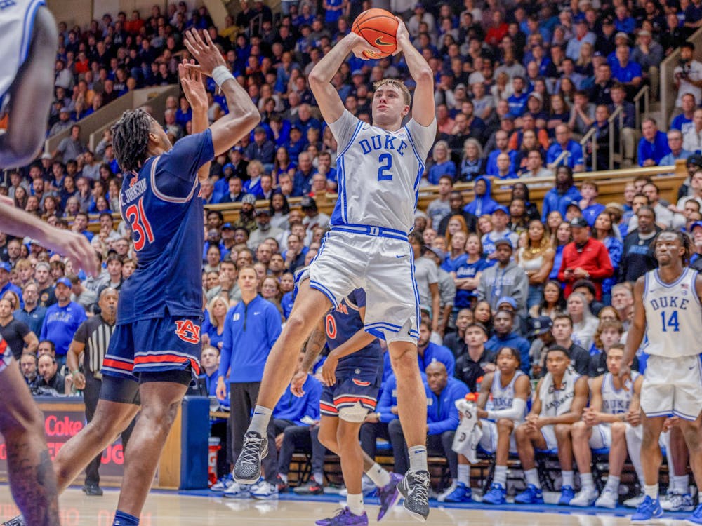 Freshman Cooper Flagg hits an impressive jumper against the Tigers.