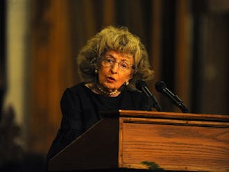 Mary Duke Biddle Trent Semans speaks at the memorial service for John Hope Franklin in 2009.