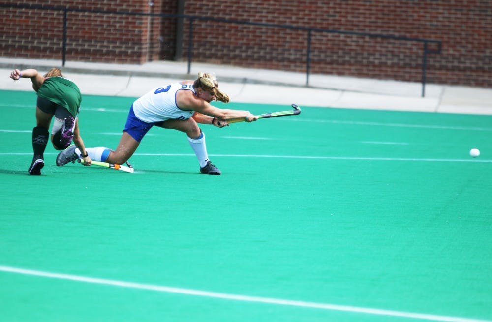<p>Junior Heather Morris posted a hat trick as the Blue Devils exploded for six goals Sunday against William &amp; Mary in a bounce-back performance.</p>