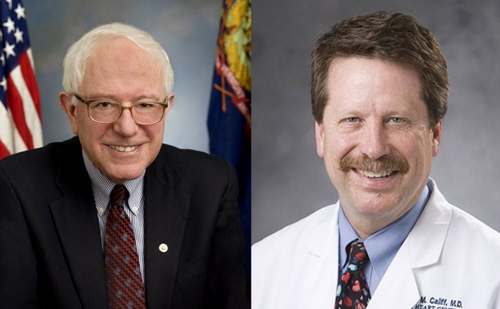 <p>Presidential candidate Bernie Sanders is among the group of senators trying to block former Duke administrator Robert Califf from leading the FDA.</p>