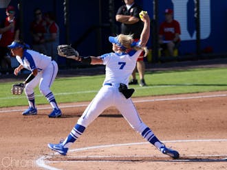 In addition to being Duke’s best hitter, Katherine Huey owns four wins on the mound in the Blue Devils’ first nine games under the tutelage of Lacey Waldrop.